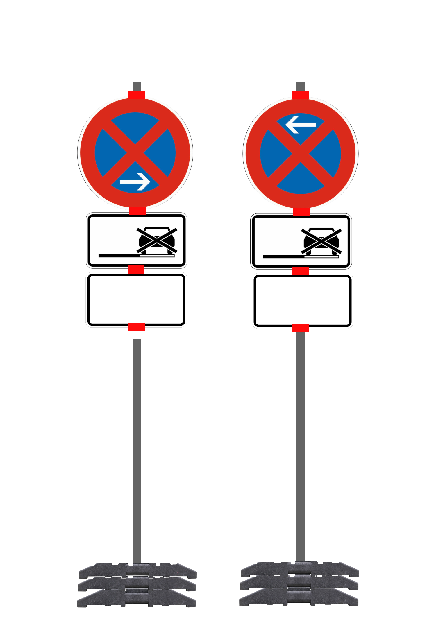 Halteverbotsschilder mit Fußplatten für mobile Halteverbotszone